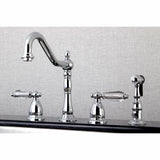 Wilshire Two-Handle 4-Hole Deck Mount Widespread Kitchen Faucet with Brass Sprayer