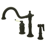 Heritage Single-Handle 3-Hole Deck Mount Widespread Kitchen Faucet with Brass Sprayer