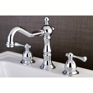 Heritage Two-Handle 3-Hole Deck Mount Widespread Bathroom Faucet with Brass Pop-Up Drain