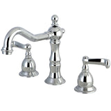 Heritage Two-Handle 3-Hole Deck Mount Widespread Bathroom Faucet with Brass Pop-Up Drain