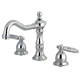 Heritage Two-Handle 3-Hole Deck Mount Widespread Bathroom Faucet with Brass Pop-Up Drain