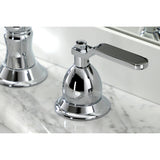 Whitaker Two-Handle 3-Hole Deck Mount Widespread Bathroom Faucet with Brass Pop-Up Drain