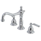 Whitaker Two-Handle 3-Hole Deck Mount Widespread Bathroom Faucet with Brass Pop-Up Drain