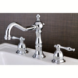 Heritage Two-Handle 3-Hole Deck Mount Widespread Bathroom Faucet with Brass Pop-Up Drain