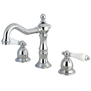 Heritage Two-Handle 3-Hole Deck Mount Widespread Bathroom Faucet with Brass Pop-Up Drain