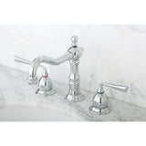 Silver Sage Two-Handle 3-Hole Deck Mount Widespread Bathroom Faucet with Brass Pop-Up Drain