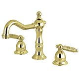 Heritage Two-Handle 3-Hole Deck Mount Widespread Bathroom Faucet with Brass Pop-Up Drain