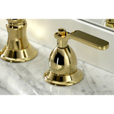 Whitaker Two-Handle 3-Hole Deck Mount Widespread Bathroom Faucet with Brass Pop-Up Drain