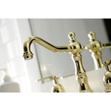 Whitaker Two-Handle 3-Hole Deck Mount Widespread Bathroom Faucet with Brass Pop-Up Drain