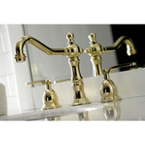 Whitaker Two-Handle 3-Hole Deck Mount Widespread Bathroom Faucet with Brass Pop-Up Drain