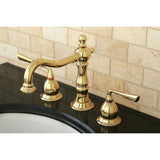 Silver Sage Two-Handle 3-Hole Deck Mount Widespread Bathroom Faucet with Brass Pop-Up Drain