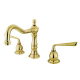 Silver Sage Two-Handle 3-Hole Deck Mount Widespread Bathroom Faucet with Brass Pop-Up Drain