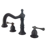 Heritage Two-Handle 3-Hole Deck Mount Widespread Bathroom Faucet with Brass Pop-Up Drain