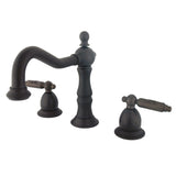 Heritage Two-Handle 3-Hole Deck Mount Widespread Bathroom Faucet with Brass Pop-Up Drain