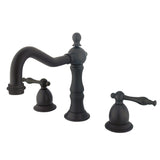 Heritage Two-Handle 3-Hole Deck Mount Widespread Bathroom Faucet with Brass Pop-Up Drain