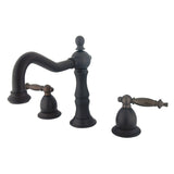 Heritage Two-Handle 3-Hole Deck Mount Widespread Bathroom Faucet with Brass Pop-Up Drain