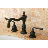 Silver Sage Two-Handle 3-Hole Deck Mount Widespread Bathroom Faucet with Brass Pop-Up Drain