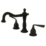 Silver Sage Two-Handle 3-Hole Deck Mount Widespread Bathroom Faucet with Brass Pop-Up Drain