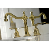 Whitaker Two-Handle 3-Hole Deck Mount Widespread Bathroom Faucet with Brass Pop-Up Drain