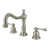 Heritage Two-Handle 3-Hole Deck Mount Widespread Bathroom Faucet with Brass Pop-Up Drain