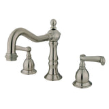 Heritage Two-Handle 3-Hole Deck Mount Widespread Bathroom Faucet with Brass Pop-Up Drain