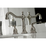 Whitaker Two-Handle 3-Hole Deck Mount Widespread Bathroom Faucet with Brass Pop-Up Drain