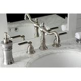 Whitaker Two-Handle 3-Hole Deck Mount Widespread Bathroom Faucet with Brass Pop-Up Drain