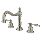 Heritage Two-Handle 3-Hole Deck Mount Widespread Bathroom Faucet with Brass Pop-Up Drain