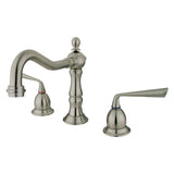 Silver Sage Two-Handle 3-Hole Deck Mount Widespread Bathroom Faucet with Brass Pop-Up Drain