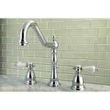 Bel-Air Two-Handle 3-Hole Deck Mount Widespread Bathroom Faucet with Brass Pop-Up Drain