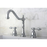 Tudor Two-Handle 3-Hole Deck Mount Widespread Bathroom Faucet with Brass Pop-Up Drain