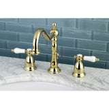 Bel-Air Two-Handle 3-Hole Deck Mount Widespread Bathroom Faucet with Brass Pop-Up Drain