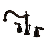 Heritage Two-Handle 3-Hole Deck Mount Widespread Bathroom Faucet with Brass Pop-Up Drain