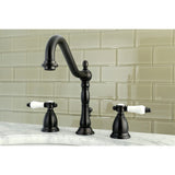 Bel-Air Two-Handle 3-Hole Deck Mount Widespread Bathroom Faucet with Brass Pop-Up Drain