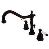 Heritage Two-Handle 3-Hole Deck Mount Widespread Bathroom Faucet with Brass Pop-Up Drain