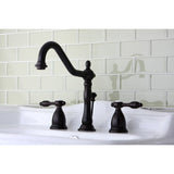 Tudor Two-Handle 3-Hole Deck Mount Widespread Bathroom Faucet with Brass Pop-Up Drain