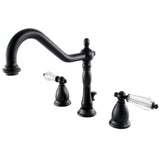 Wilshire Two-Handle 3-Hole Deck Mount Widespread Bathroom Faucet with Brass Pop-Up Drain