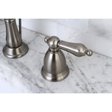 Heritage Two-Handle 3-Hole Deck Mount Widespread Bathroom Faucet with Brass Pop-Up Drain