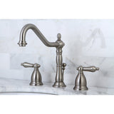 Heritage Two-Handle 3-Hole Deck Mount Widespread Bathroom Faucet with Brass Pop-Up Drain