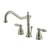 Heritage Two-Handle 3-Hole Deck Mount Widespread Bathroom Faucet with Brass Pop-Up Drain