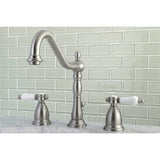 Bel-Air Two-Handle 3-Hole Deck Mount Widespread Bathroom Faucet with Brass Pop-Up Drain