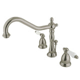 Heritage Two-Handle 3-Hole Deck Mount Widespread Bathroom Faucet with Brass Pop-Up Drain