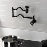 Webb Two-Handle 1-Hole Wall Mount Pot Filler with Knurled Handle