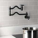 Webb Two-Handle 1-Hole Wall Mount Pot Filler with Knurled Handle