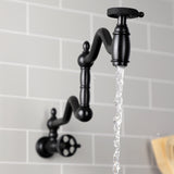 Webb Two-Handle 1-Hole Wall Mount Pot Filler with Knurled Handle