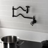 Wendell Two-Handle 1-Hole Wall Mount Pot Filler with Knurled Handle