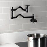 Wendell Two-Handle 1-Hole Wall Mount Pot Filler with Knurled Handle