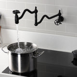 Wendell Two-Handle 1-Hole Wall Mount Pot Filler with Knurled Handle