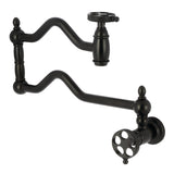 Wendell Two-Handle 1-Hole Wall Mount Pot Filler with Knurled Handle