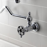 Webb Two-Handle 1-Hole Wall Mount Pot Filler with Knurled Handle